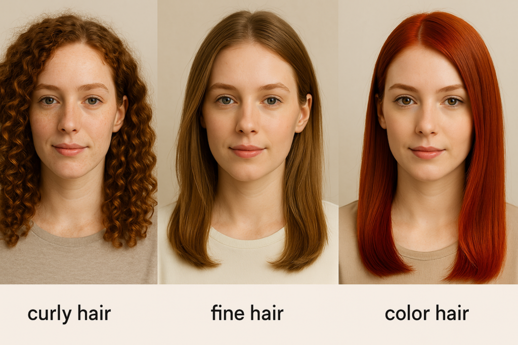 here is three types of hair