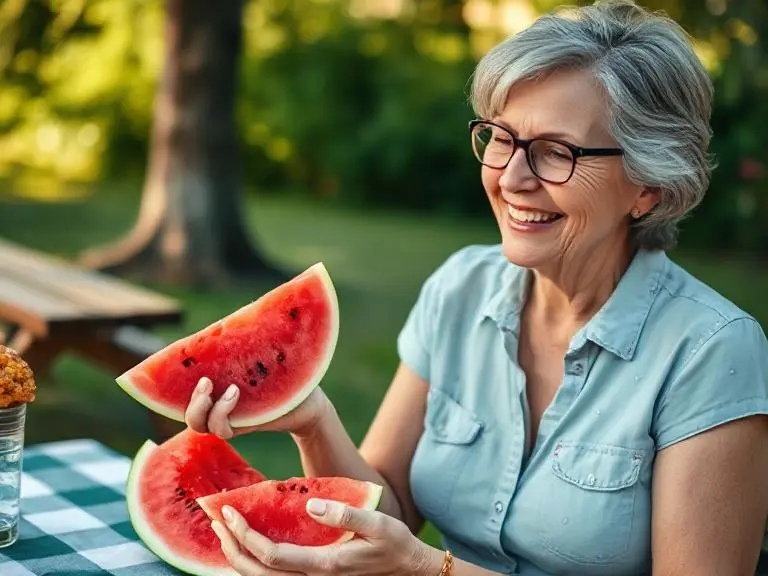 Discover is watermelon is good for diabetics - woman monitoring her glucose response to watermelon