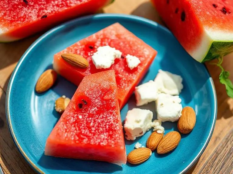 Is watermelon good for diabetics? Fresh watermelon slices with healthy toppings make a diabetic-friendly snack