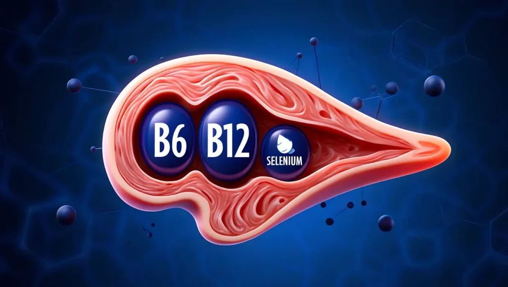 3D chicken breast cross-section showing vitamin B6, B12 and selenium content for immune and energy support