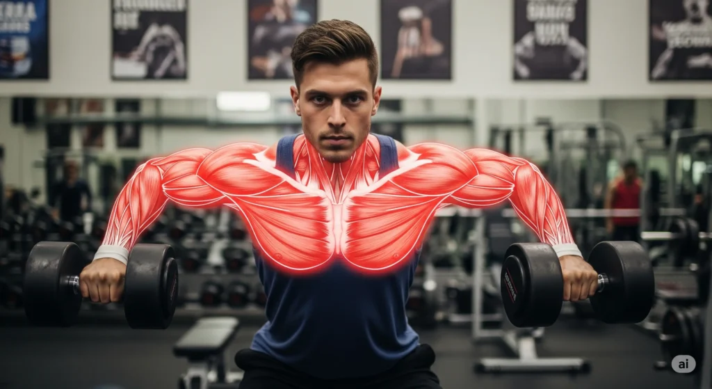 Muscle engagement during dumbbell flyes - effective chest exercises with dumbbells for definition