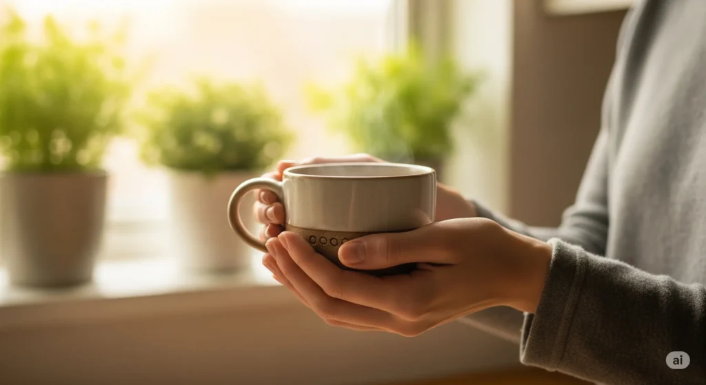 The mindful ritual of enjoying a cup of jasmine tea, a simple act of self-care that contributes to overall health benefits.