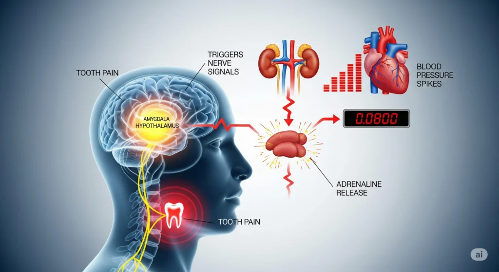 Visual proof that untreated dental pain results in high blood pressure over time